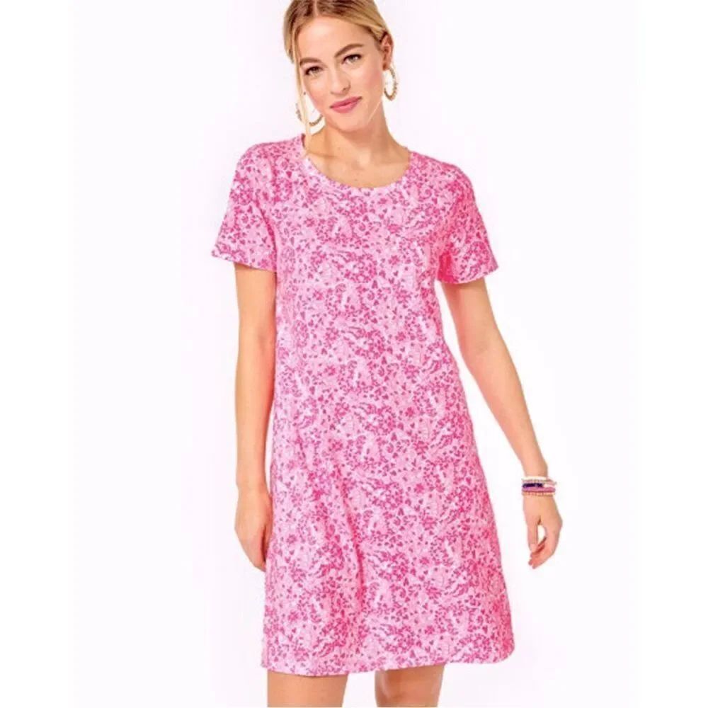 Lilly Pulitzer Cody T-Shirt Dress Pink Shandy Invest A Gator XL - NWOT
